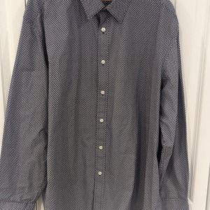 Mens dress shirt Size XXL Cool Pattern Navy +white, Claiborne brand, 100% cotton